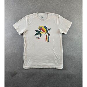 Dandy‎ Del Mar Shirt Men's Medium Off White Parrot Tee Casual Lightweight Crew